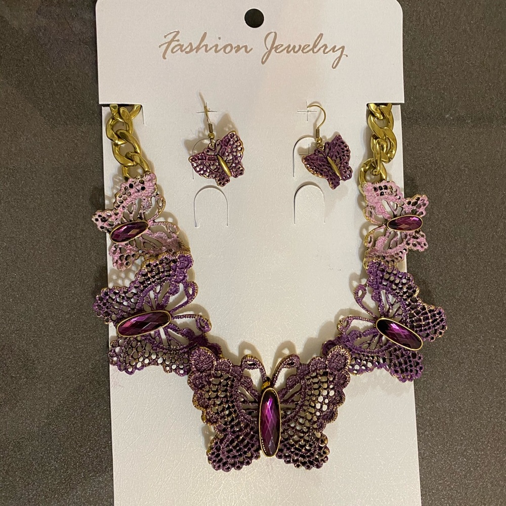 Butterfly Necklace and Earring Set